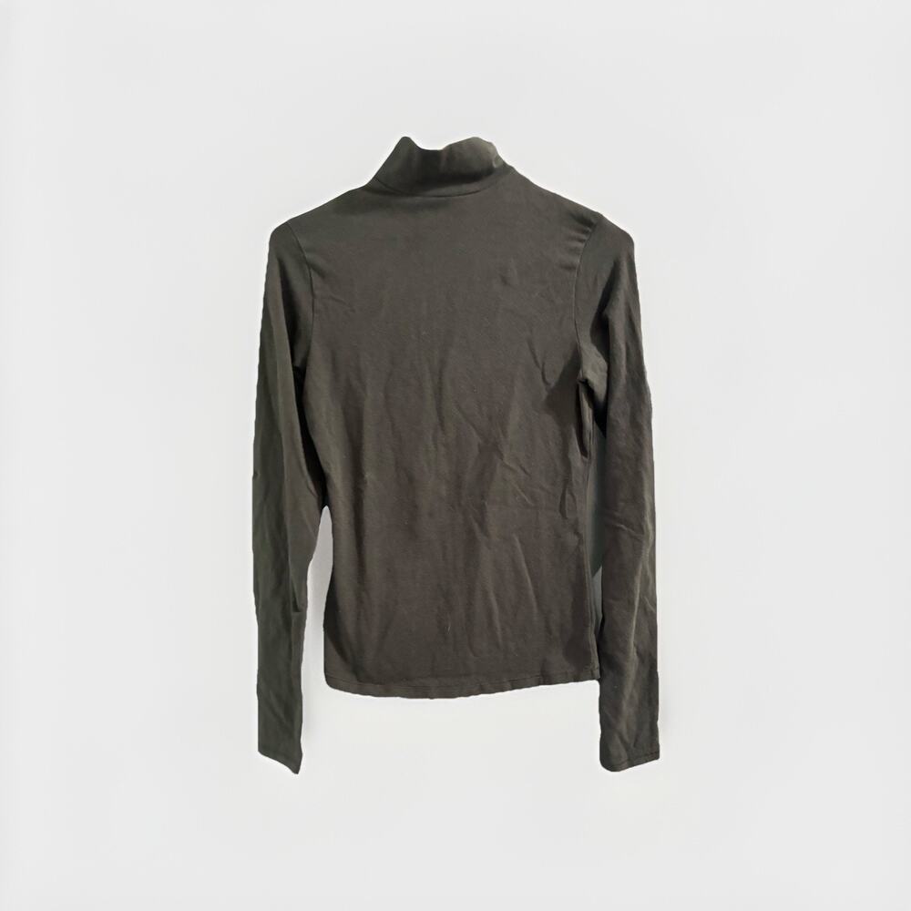 Skims Fitted Turtleneck Top Size Lg Onyx Long Sleeve Zip back